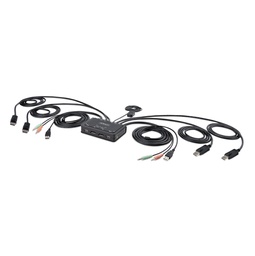 [c2-d46-uc2-cbl-kvm] Cable Switch KVM USB-C de 2 Puertos - 4K60 - DisplayPort - Cables Integrados de 1,2m USB-C/Audio - Alimentado por el Bus - Conmutado por Teclas de Acceso Rápido